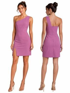 Likely Helena One Shoulder Front Slit Mini Dress Pink Size 6